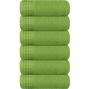 GLAMBURG Ultra Soft Cotton 6 -Piece Hand Towel Set 16x24 Inch, Ideal for use in Bathroom, Kitchen, Gym, Spa & General Cleaning, Compact & Lightweight Multi Purpose Hand Towels - Kiwi Green