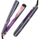 LANDOT Twist Flat Iron 2-in-1 Hair Straightener & Curler, 1 Inch Ceramic Plates, 12 Heat Settings 250-450°F, Fast Heat Up Anti-Frizz Styling Tool, Dual Voltage