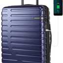 EMPSIGN Carry On Luggage with Spinner Wheels, Hard Shell Carry-On Expandable Suitcase 21x14x9 Airline Approved & Built-in TSA Lock, Durable Travel Rolling Suitcase, Carry-On 20-Inch, Navy