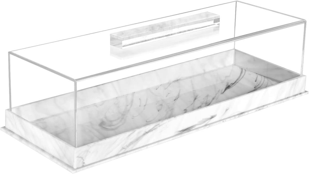 Rectangle Cake Tray with Lids, Clear Pastry Display Case, Dessert Holder Tray, Cake Stand, Cookie Display, Marble Pattern Plastic Cake Platter with Lucite Cover, Pastry Base