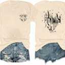 Tewmeu Flourish and Blotts Shirt Book Graphic Tees for Women Magical Wizard Costume Tops (Beige, S)