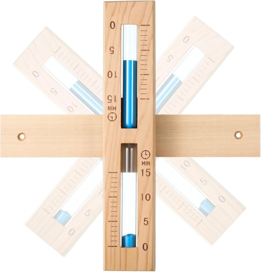 yeesport 15 Minutes Sauna Sand Timer, Sauna Hourglass Sand Timer, 15-Min Red Cedar Sand Clock with Blue Sand, Heat Resistant Wood Hour Glass Timer, Sauna Accessories for Sauna & SPA Room