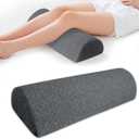 Half Moon Bolster Knee Pillow, Back Pain Relief Memory Foam Leg Pillow, Semi Roll Round Lumbar Leg Wedge for Side Sleepers - Reducing Head Neck Spine Hip Pressure - L (20.5" x 8" x 4.5", Grey)