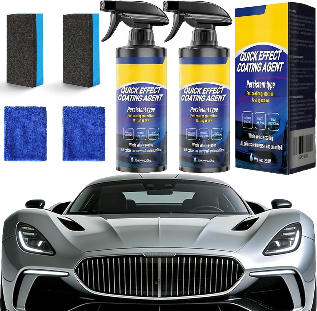 2 Pack Quick Effect Coating Agent for Car - 2026 Upgrade Car Coating Spray, Scratch Repair, Oil Film Removal,Helps Refresh Exterior Gloss & Reduce Surface Buildup (Blue) (Blue)