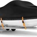 Boat Cover 22-24 ft, Waterproof 900D Heavy Duty Boat Cover, PU Marine Grade Polyester Boat Covers 22-24 ft, Fits Bass, V-Hull, Tri-Hull, Runabout, Jon, Fishing, Trailerable, Beam Width 115 inch