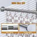 Ausemku Shower Curtain Rod 32-80 Inch Adjustable - 1 Inch Diameter Heavy Duty No drill Spring Tension Shower Rod, Non-Slip Rustproof Telescopic Rod for Bathroom, Nickel