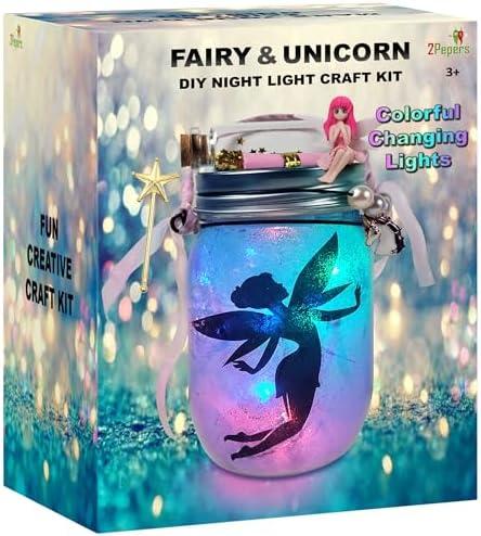 Make Your Own Unicorn & Fairy Lantern Jar Night light Arts and Crafts for Kids, Best Birthday Gifts for Girls  DIY Unicorn Gift & Fairy Craft Kit for Little Girls(1 Pack)