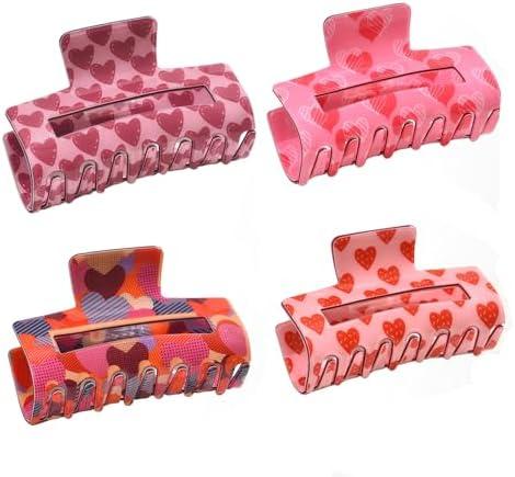 Paderison 4Pcs Hair Clips Checkered Claw Clips for Women Brown Rectangle Hair Clip Strong Hold Claw Y2K Hair Accessories for Thin Thick Hair (Brown)