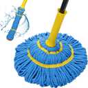 Self-Wringing Twist Mops for Floor Cleaning, Microfiber Floor mop with 57 " Long Handle, Easy Wringing Mop for Hardwood Commercial Household Clean (Blue Twist Mop)