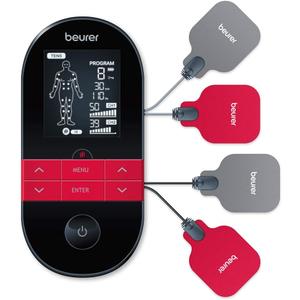 Beurer EM59 Digital 3-in-1 TENS, EMS & Heat Therapy Device for Pain Relief and Massage, Muscle Stimulator with 2 Adjustable Channels, 64 Applications, Timer Function