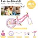 bicystar Girls Bike for Kids Ages 2-8 Years, 12 14 16 18 Inch Kids Bike with Training Wheels, Basket & Streamers, Pink Little Girls Bicycle with Coaster Brake, Birthday Gift
