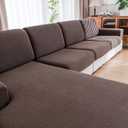 Couch Cushion Covers,Comfort Soft Magic Sofa Covers Washable Stretch Resistant for Chair Cushion Couch Furniture Protectors for Pets Sectional Slipcovers(Oversized Sofa Cushion,Brown) (1PC X Large, Brown)