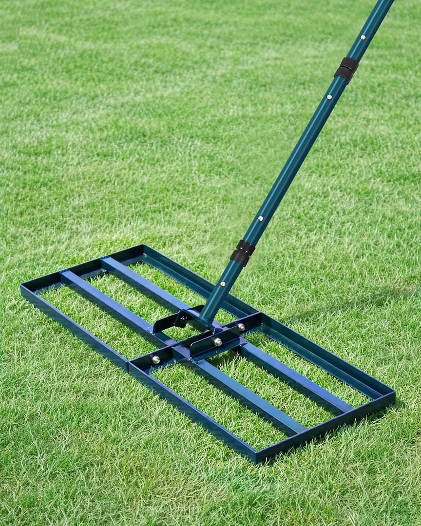 Lawn Leveling Rake, 30x10 Inch Lawn Leveler Tool with 78'' Adjustable Steel Handle, Durable Landscape Rake, Ease Level Soil Sand Dirt Surfaces,Ideal for Backyard, Garden, Golf Course, Pasture