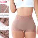 Butt Lifting Panties, Tummy Control Shapewear for Women Compression Underwear Short Lace Butt Lifter Shapewear (Rose, XXL)