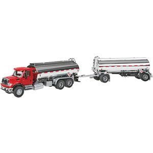 International, Red 7600 DBL Tanker (7600 Tank Truck with Trailer)