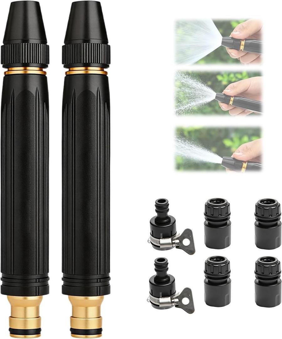 Home High-Pressure Car Wash Water Gun, Heavy Duty Adjustable Twist Hose Nozzle Jet Sweeper Nozzle, Multi-Function High Pressure Sprayer for Car Washing, Garden Watering & DrivewayCleaning (2Set)