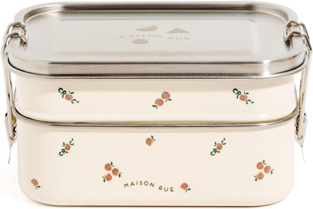 Maison Rue Lunch Box | Stainless Steel Lunch Container | Metal Bento Box | Leak-Proof 3 Compartments