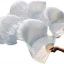 Nimiman Women 1 Pair (Left+Right) Silk Belly Dance Fans Veil Belly Dancing Long Folding Fans Length 180 cm Width 90 cm