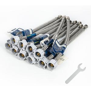 (10pcs 12 inch) PLUMBINGMASTER Toilet Water Supply Line,3/8" Comp x 7/8" BC Braided Stainless Steel Toilet Supply Line,Toilet Connector Hose with Anti-Leaking Brass Nut