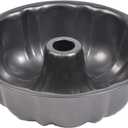 Cake Pan, 12 Cup Premium Fluted Cake Pan for baking, 10In Non-Stick Cake Pan, Heavy Duty Carbon Steel Tube Pan Baking Mold (Black)