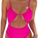 Blooming Jelly Womens One Piece Swimsuit Tummy Control Bathing Suit Sexy Flattering Cheeky High Cut Out Cute Ladies Swimwear (X-Large, Hot Pink)