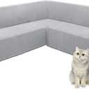 ALIECOM Corner Sectional Couch Covers L Shape Sofa Cover with Tassel Chenille Soft Thick U Shaped Sectional Slipcovers Washable Furniture Protector for Pets Dogs Cats (Middle Grey, 91x251 Inch)