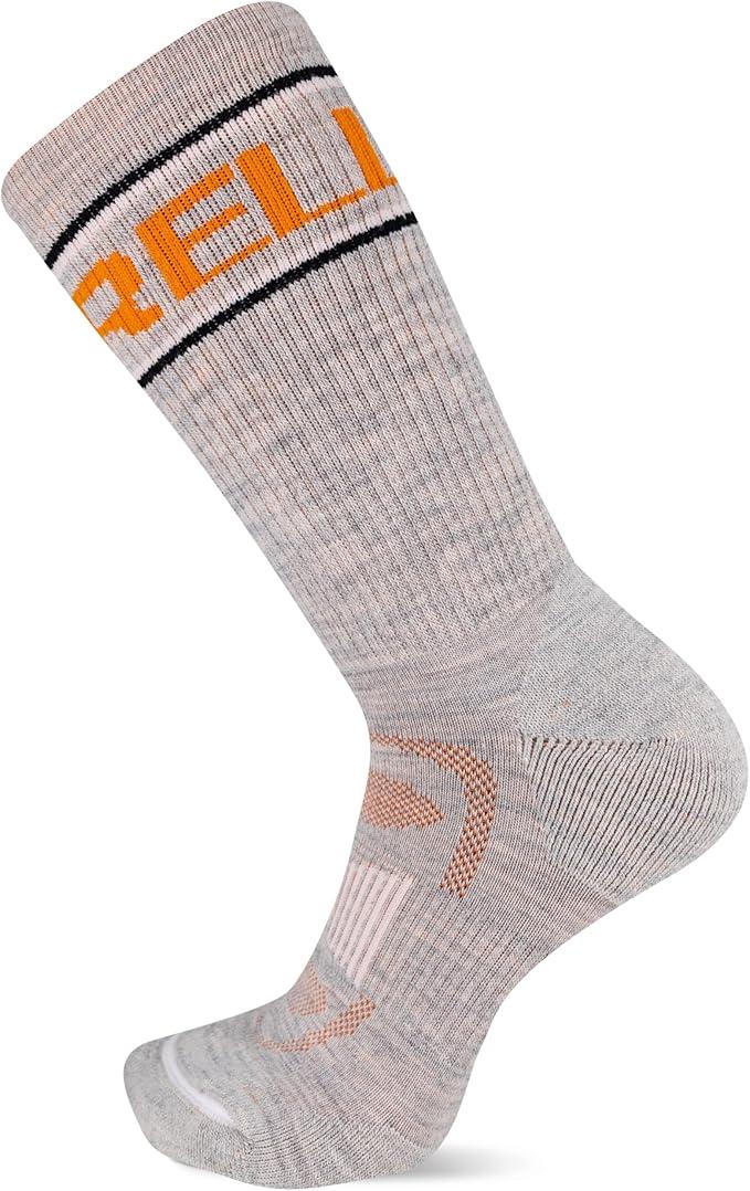 Merrell Men's and Women's Zoned Cushioned Wool Hiking Crew Socks-1 Pair Pack-Breathable Arch Support Medium