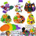 Winlyn 36 Sets Halloween Craft Kits Fall Crafts DIY Pumpkin Bat Black Cat Ghost Candy Corn Frankenstein Ornaments Art Crafts Sets Foam Stickers for Kids Classroom Activities Halloween Party Treats