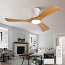 Flush Mount Ceiling Fans with Lights,42 inch,Remote Control,Wall Switch,Solid Wood Blades,Dimmable,Reversible Noiseless,Power Off Memory Modern Ceiling Fan for Bedroom Patio Indoor/Outdoor Use