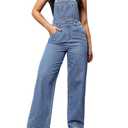WDIRARA Women's Denim Overalls Adjustable Strap Jean Jumpsuit Bib Overalls Medium Wash X-Small