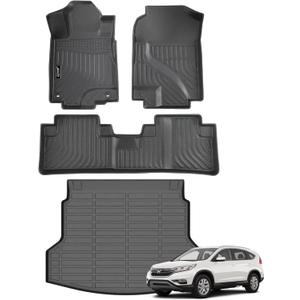 Jenofa-Car Floor Mats for 2012-2016 Honda CR-V LX EX SE (Not for CRV Touring& EX-L) All Weather Waterproof Anti-Slip Full Set Floor Liners Custom for CRV Accessories Black