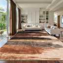 Ciicool Modern Abstract Rug for Living Room, 9'x12' Machine Washable Area Rug Non-Slip Rug, Low-Pile Contemporary Indoor Dining Floor Carpet for Bedroom Office Under Table Home Decor Brown Black
