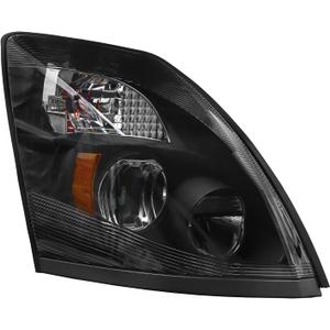 LED Headlight Assembly Compatible with Volvo VNL 2004-2014,Black Factory Style LED High/Low Beam Headlamp Driver and Passenger (Right/Passenger Side)