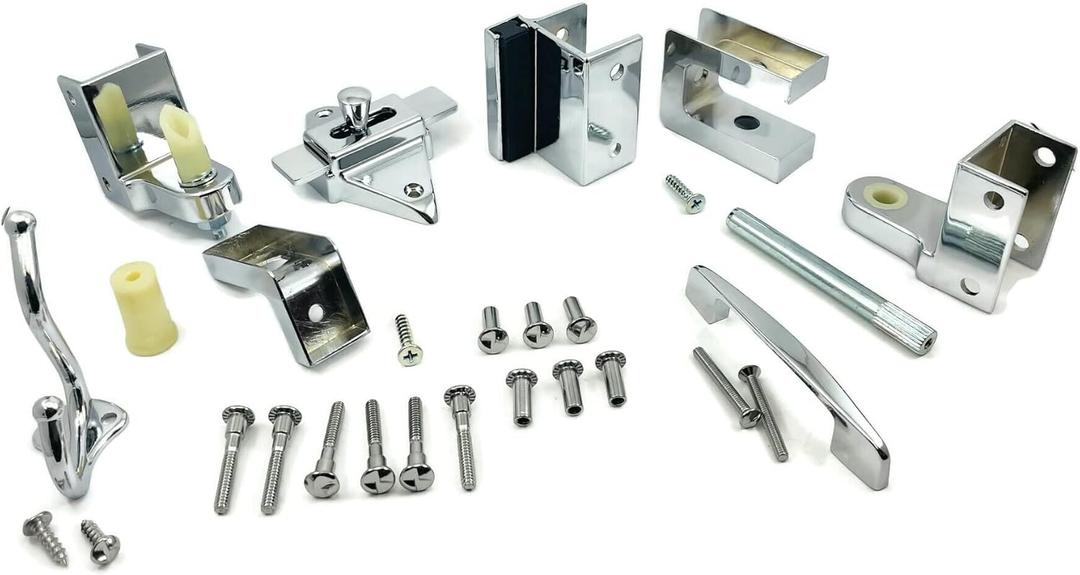 Harris Hardware DS-2-78 Toilet Partition Die Cast Zamac Outswing Door Hardware, 7/8 in. Door 1-1/4 in. Post (Chrome)