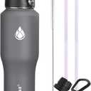 SENDESTAR Water Bottle 32oz,Wide Mouth Stainless Steel Vacuum Insulated Double Wall Keep Liquids Cold or Hot All Day,Sweat Proof Sport Design,Fit Car Cup Holder,2 Lids(Straw and Spout lid)(Gray)