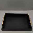 16"x12" Serving Trays with Handles, Black Decorative Serving Tray, Ottoman Trays for, Living Room, Bathroom, and Outdoors Decorative Trays (Black)