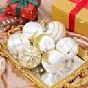 15 Pack 3.15" Fancy Christmas Tree Ornaments Set Large Christmas Baubles for Festive Decor Velvet Shatterproof Ornaments for Tree with Assorted Styles Satin Great as Christmas Ball Bulk White