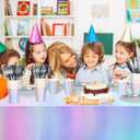 Iridescent Party Decorations,132 Pcs Disposable Iridescent Party Plates Cups Knives Spoons Forks for Party Supplies Birthday Wedding Outdoor Picnic,Disposable Plastic Tablecloths for Home Dinner Decor