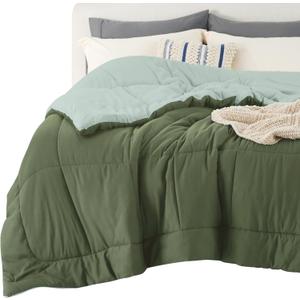 Bedsure Comforters Queen Size - Duvet Insert Contrast GentleSoft Down Alternative Comforter Quilted All Season Duvet with 8 Tabs, Machine Washable, Gifts for Women, Green/Light Green, Queen 88x88