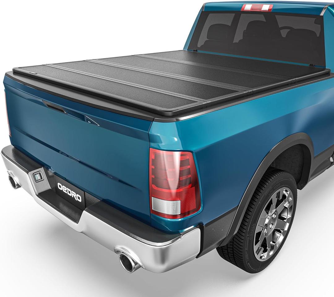 OEDRO Quad Fold Hard Truck Bed Tonneau Cover Fit for Dodge Ram 1500 (Inclu. Classic & New) 2002-2026, Fits for Dodge Ram 2500 3500 2003-2026 with 6.4ft Bed w/o Ram Box, Black