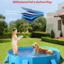 Peteast Foldable Dog Kiddie Pool with Stable Side Support, Hard Plastic Shell Portable Dog Pool, Collapsible Swimming Pools for Pet and Kids, 87 in