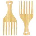 2-Piece Bamboo Comb Set for Afro Hair: Natural Anti-Static Picks for Curly, Thick Hair, Ideal for Men and Women, Eco-Friendly Styling and Detangling Solution