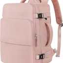 Hanples Carry On Bags Travel Backpack for Women - 35L Personal Item Luggage Backpack, Waterproof, USB Charging, Fits 16 Inch Laptops Airplane Travel Essentials (Pink)