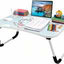 Kawaii Laptop Desk Foldable Kawaii Bed Desk Table Cute Folding Breakfast Tray Portable Lap Standing Desk Notebook Stand Reading Holder for Bed/Couch/Sofa/Floor (Blue)