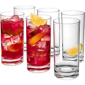 Amazing Abby - Probity - 16-Ounce Plastic Tumblers (Set of 6), Drinking Glasses, Reusable Cups, BPA-Free, Shatter-Proof, Dishwasher-Safe (Made of Plastic, NOT Glass)