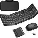 Foldable Keyboard and Mouse,Portable Full-Size Folding Wireless Keyboard Mouse Combo for Business Travel,2.4G+Bluetooth 5.0x2,USB-C Rechargeable,Compatible with iOS/Android/Windows/MacOS(Black)