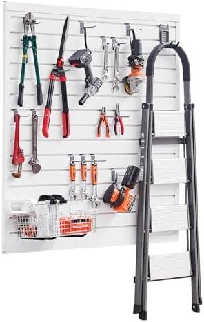 VEVOR Slat Wall Paneling, 4 x 4 ft, PVC Garage Slatwall with Modular Design, White Slat Wall Easy-to-Install Adjustable Slatwall Panel with Coupling Structure & DIY Cutting, Fits for Storage & Display