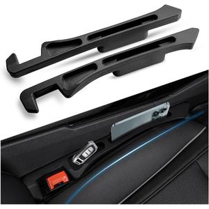 2PCS Deepened Car Seat Gap Filler Organizer,Multi-Purpose 2 in 1 Car Gap Filler with Bottom Charging Opening for Avoiding Item Falling,Universal No Drop Seat Guard for Cars (Premium Black)