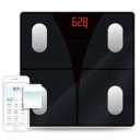 NUTRI FIT Scale for Body Weight and Fat Percentage, Digital Bathroom Smart Bluetooth Scale LED Display, 15 Body Composition Analyzer Baby Weight BMl Health Monitor Sync with App 400lbs - Black