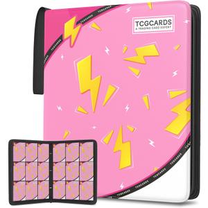 Trading Card Binder 9 Pocket,Card Binder 900 Pockets,Card Book Holder Cards with 50 Removable Sleeves,3-Ring Zip Design MTG/TCG/Sport Collectible Trading Card Albums Gifts for Boys and Girls (Pink) (Large)